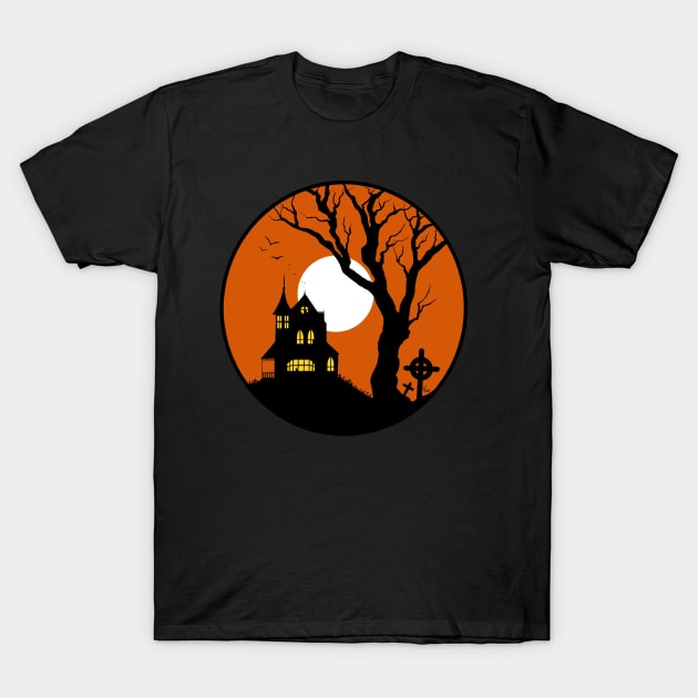 Haunted House Silhouette T-Shirt by Cadva